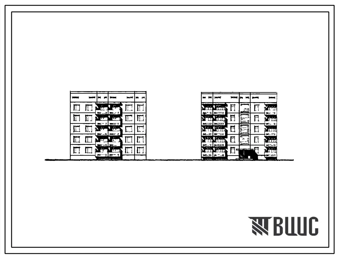 Типовой проект 135-0140с/1 Пятиэтажная блок-секция рядовая правая с торцевыми окончаниями на 10 квартир (трехкомнатных 3А-5, четырехкомнатных 4Б-5). Для строительства в 4 климатическом районе сейсмичностью 7 и 8 баллов