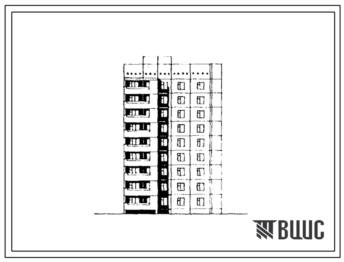 Типовой проект 76-091сп.85 Девятиэтажная блок-секция торцевая правая на 27 квартир
