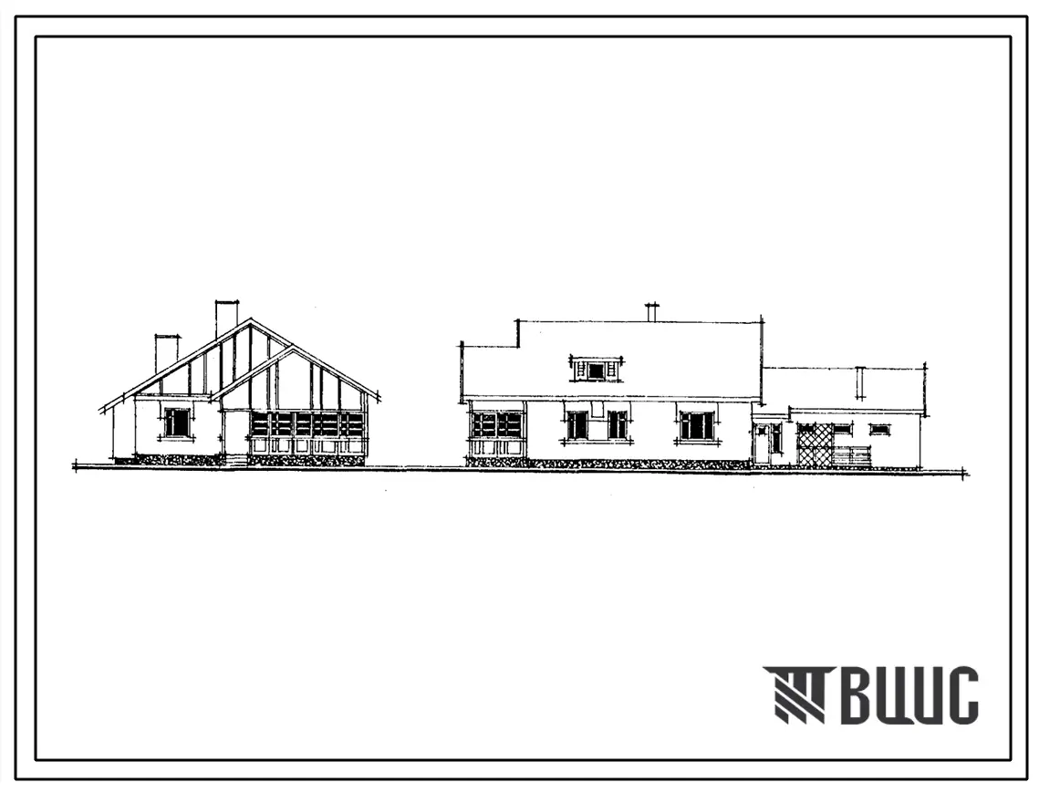 Типовой проект 184-89-102.86 Одноэтажный жилой дом с четырехкомнатной квартирой типа 4Б, сблокированный с хозпостройкой, для индивидуального строительства
