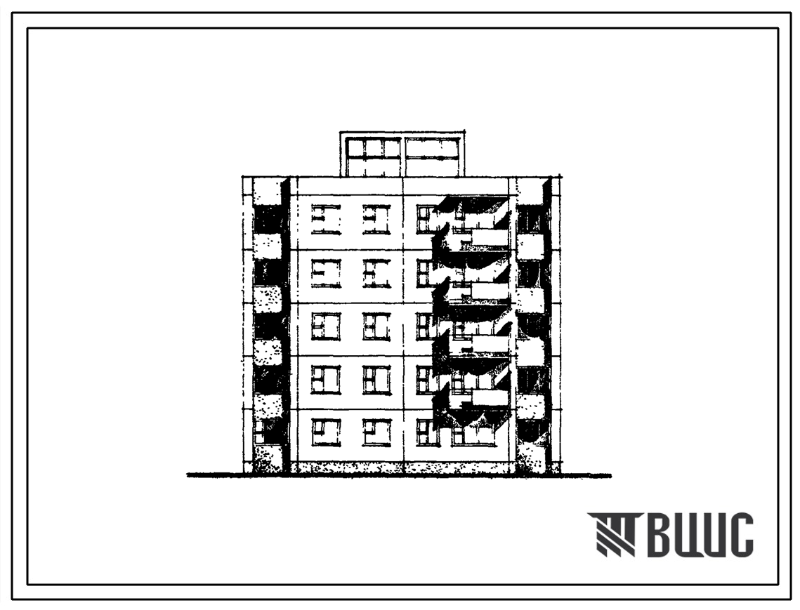 Типовой проект 72-017с/1 Блок-секция пятиэтажная 15 квартирная рядовая правая для Тувинской АССР (однокомнатных 1А-1; трехкомнатных 3Б-14).