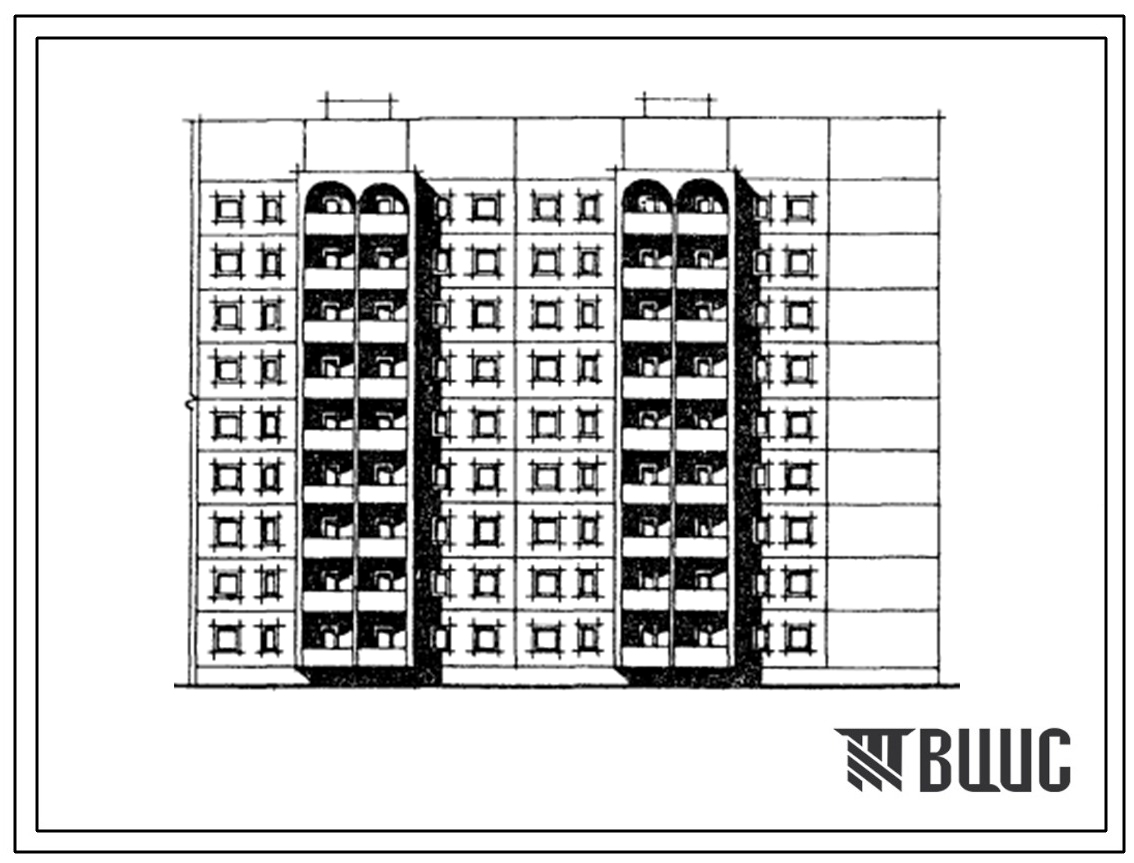 Типовой проект 106-020с.85 Блок-секция 9-этажная 45-квартирная торцевая правая. Для строительства в 3 климатическом районе сейсмичностью 9 баллов.