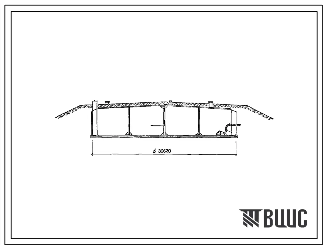 Типовой проект 704-1-191.86 Резервуар казематный для хранения светлых нефтепродуктов емкостью 5000 м3.