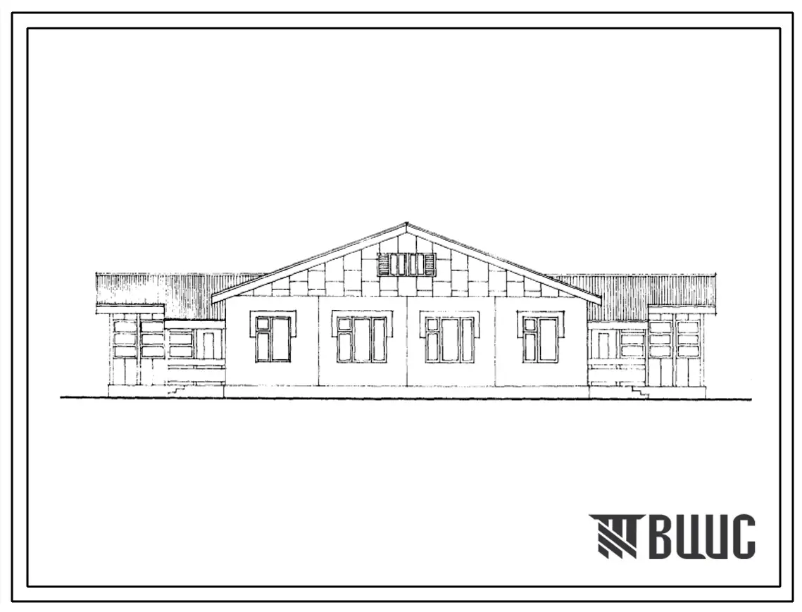 Типовой проект 1Кз-464ДС-23с.86 Одноэтажный жилой дом на две трехкомнатные квартиры типа 3Б. Для строительства в сельской местности