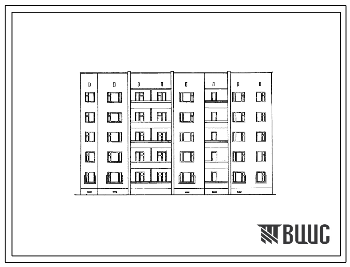 Типовой проект 87-0149.87 5-этажная рядовая /торцовая/ блок-секция на 30 квартир для малосемейных Р/Т/ 1А-1Б-1Б-1Б-2А-2А