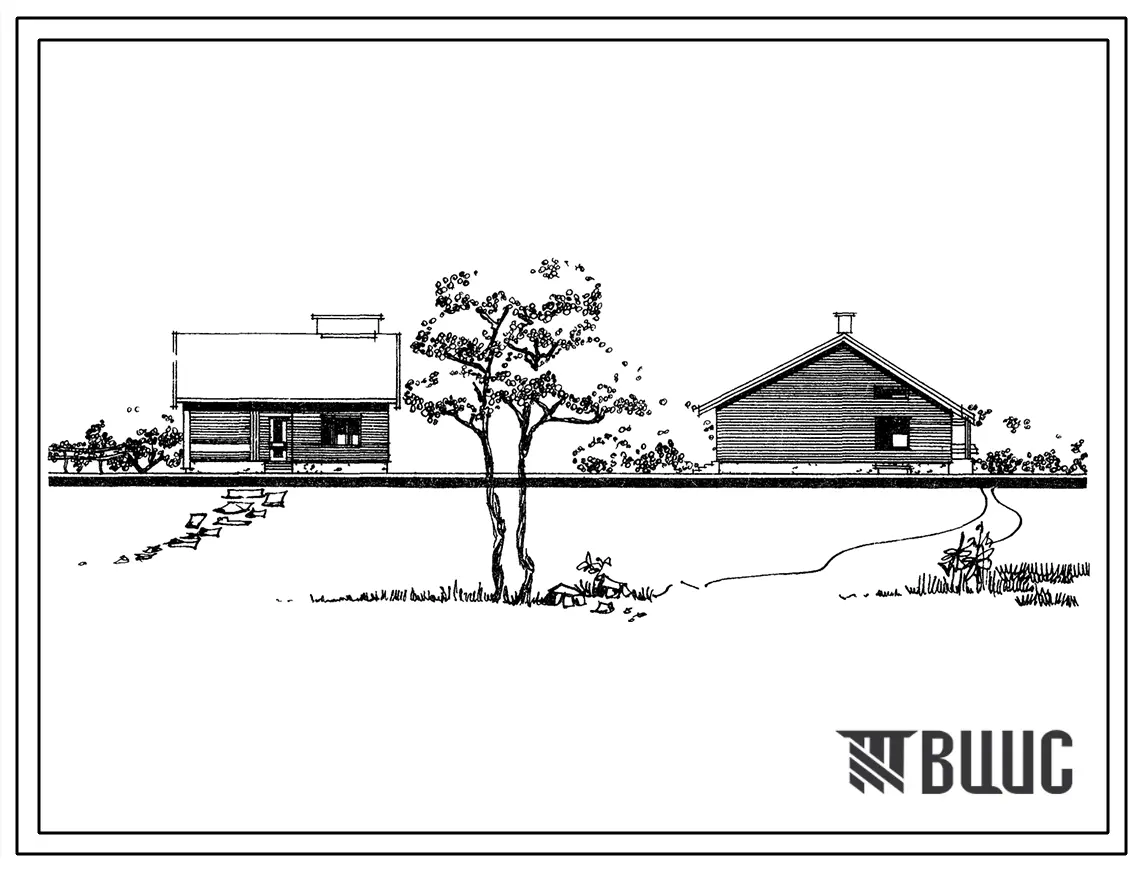 Типовой проект 184-89-59/1 Одноэтажный жилой дом с трехкомнатной квартирой типа 3Б (шифр БКС-5). Для строительства во 2В климатическом подрайоне Белорусской ССР