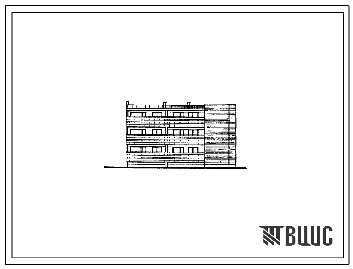 Типовой проект 103-017.13.86 Трехэтажная блок-секция торцевая на 6 квартир.
