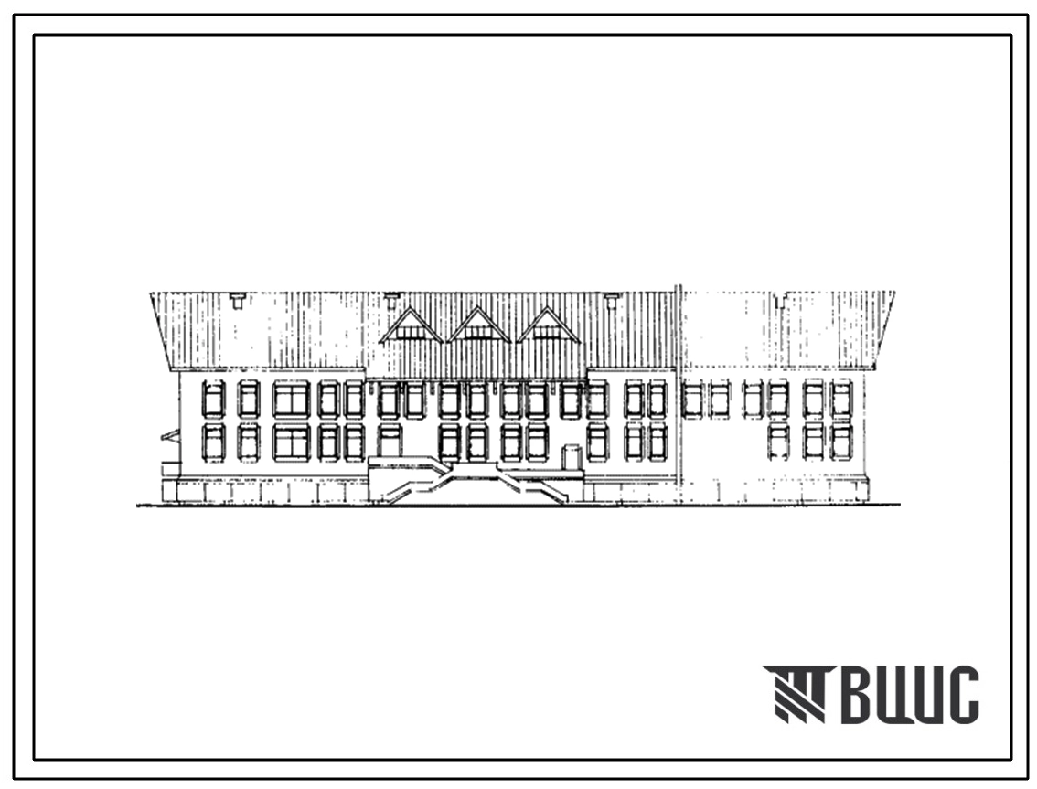 Типовой проект 223-1-486м.13.86 Неполная средняя школа на 9 классов (81 учащийся). Для Республики Саха (Якутия). Грунты вечномерзлые. Здание двухэтажное. Стены из арболитовых блоков.