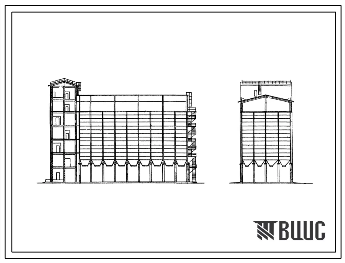 Типовой проект 813-139 Склад бункерного типа емкостью 2000 т для хранения комбикормов.