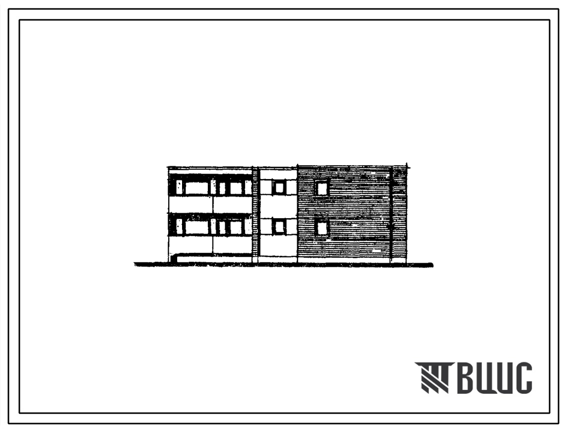 Типовой проект 103-035/1 Трехэтажная блок-секция торцевая на 8 квартир (однокомнатных 1А-2, 1Б-6). Для строительства во 2Б и 2В климатических подрайонах Латвийской ССР