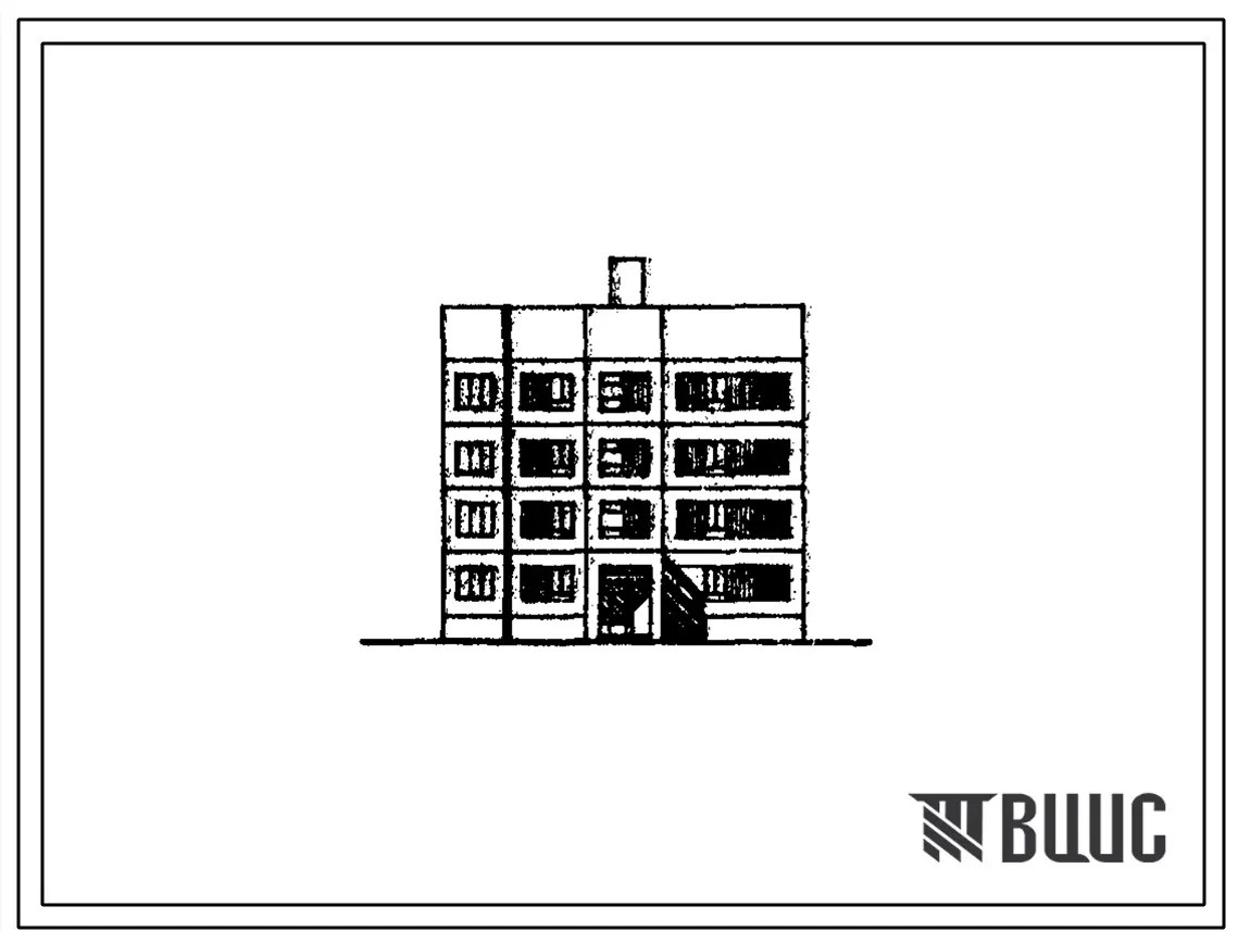 Типовой проект 148-048сп.13.86 Четырехэтажная блок-секция рядовая торцевая на 8 квартир. Для строительства в Туркменской ССР