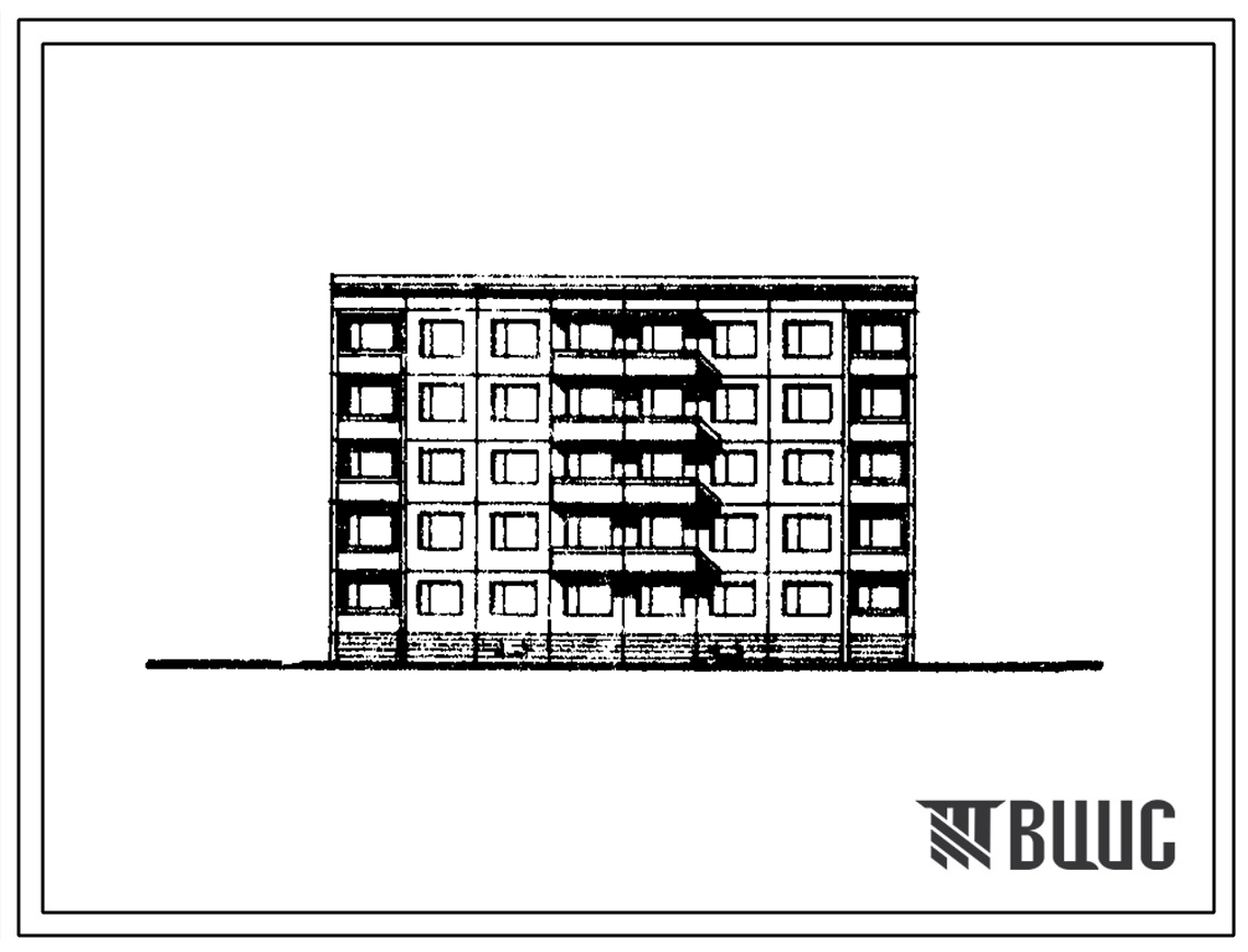 Типовой проект 160-06с/1 Пятиэтажная блок-секция рядовая на 20 квартир (двухкомнатных 2Б-10, трехкомнатных 3Б-10). Для строительства в 3Б климатическом подрайоне Дагестанской АССР