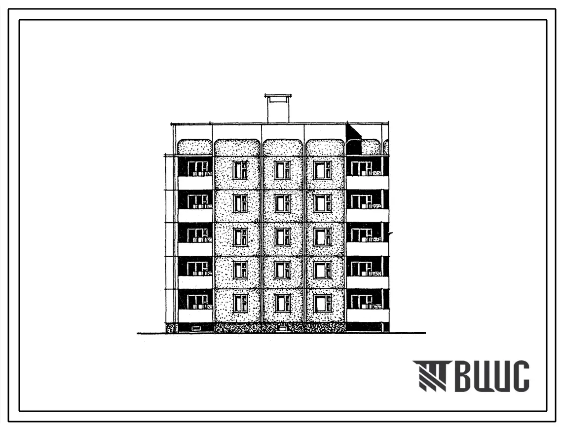 Типовой проект 210-045.13.87 5-этажная блок-секция 1-2-3 на 15 квартир торцевая левая (для строительства в Нижневартовском районе Тюменской области)