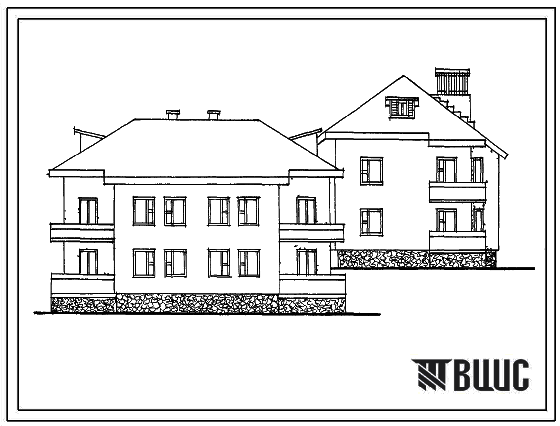 Типовой проект 114-89-36/1 Двухэтажный жилой дом на 4 квартиры типа 3Б. Для строительства во 2В климатическом подрайоне Белорусской ССР
