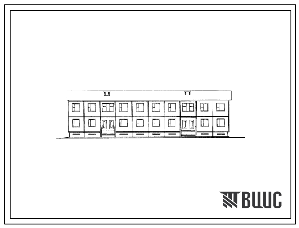 Типовой проект 420-10-3 Двухэтажный двухсекционный жилой дом на 12 квартир с квартирами типа 1Б, 2Б, 3Б