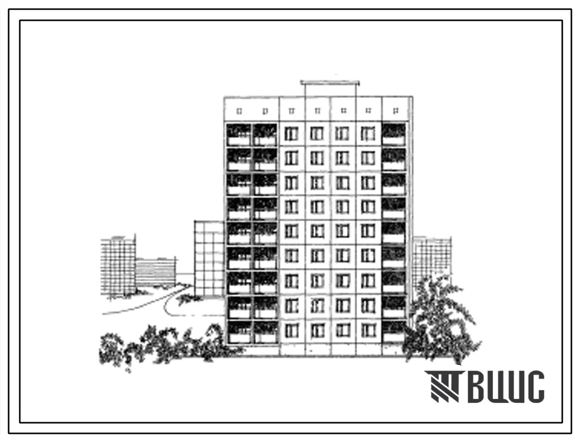 Типовой проект 135-036с/1 Девятиэтажная блок-секция торцевая правая на 27 квартир (двухкомнатных 2Б-9, трехкомнатных 3А-9, четырехкомнатных 4Б-9). Для строительства в 3Б климатическом подрайоне сейсмичностью 7 и 8 баллов