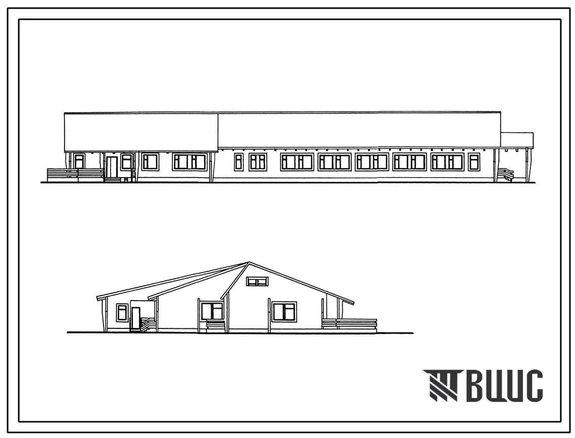 Типовой проект 256-4-39.84 Сельская амбулатория на 3 врачебных должности. Здание двухэтажное. Стены деревянные брусчатые.