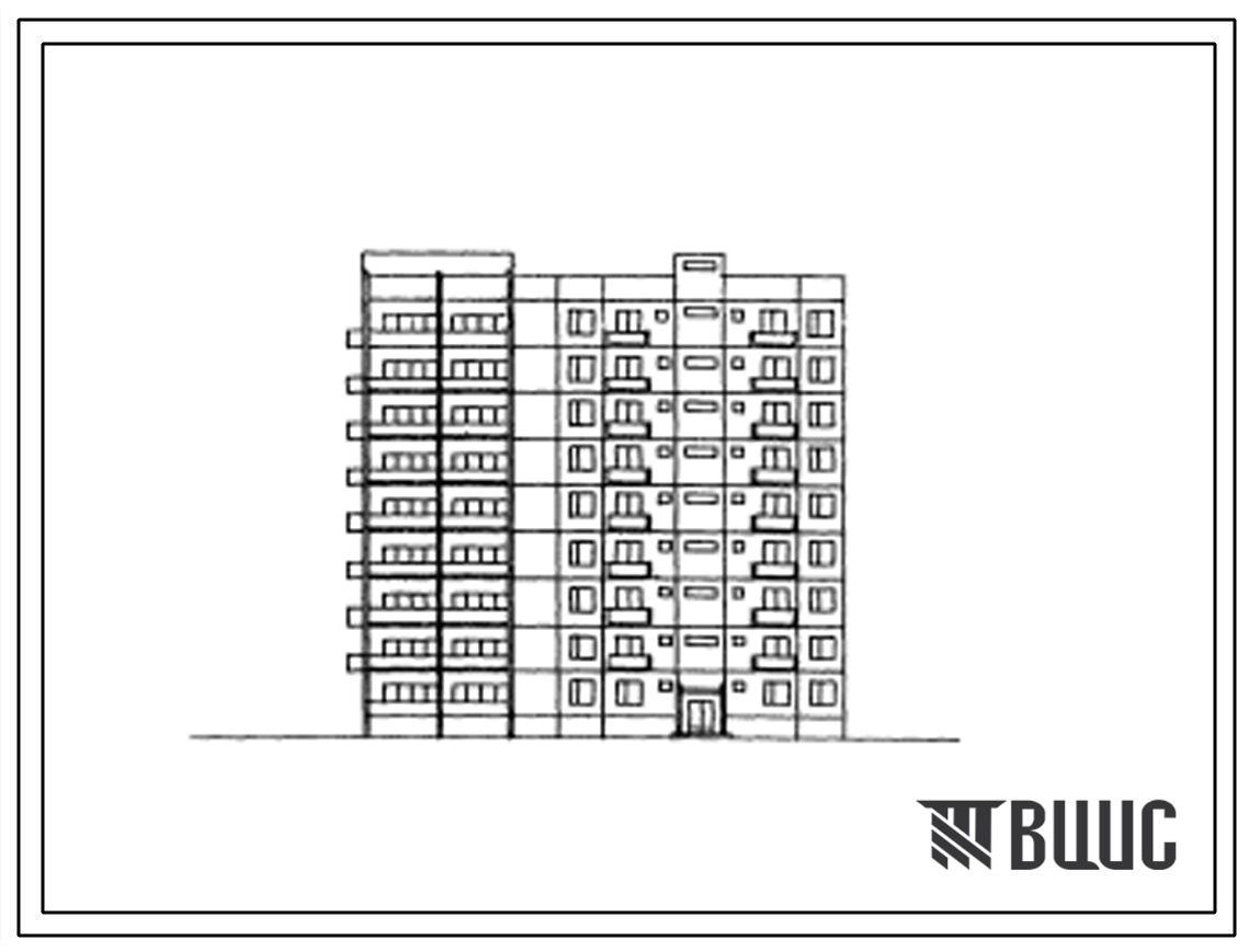 Типовой проект 127-033с/1 Девятиэтажная крупнопанельная угловая блок-секция на 45 квартир левая (однокомнатных 1Б-18; трехкомнатных 3Б-18; четырехкомнатных 4Б-9).