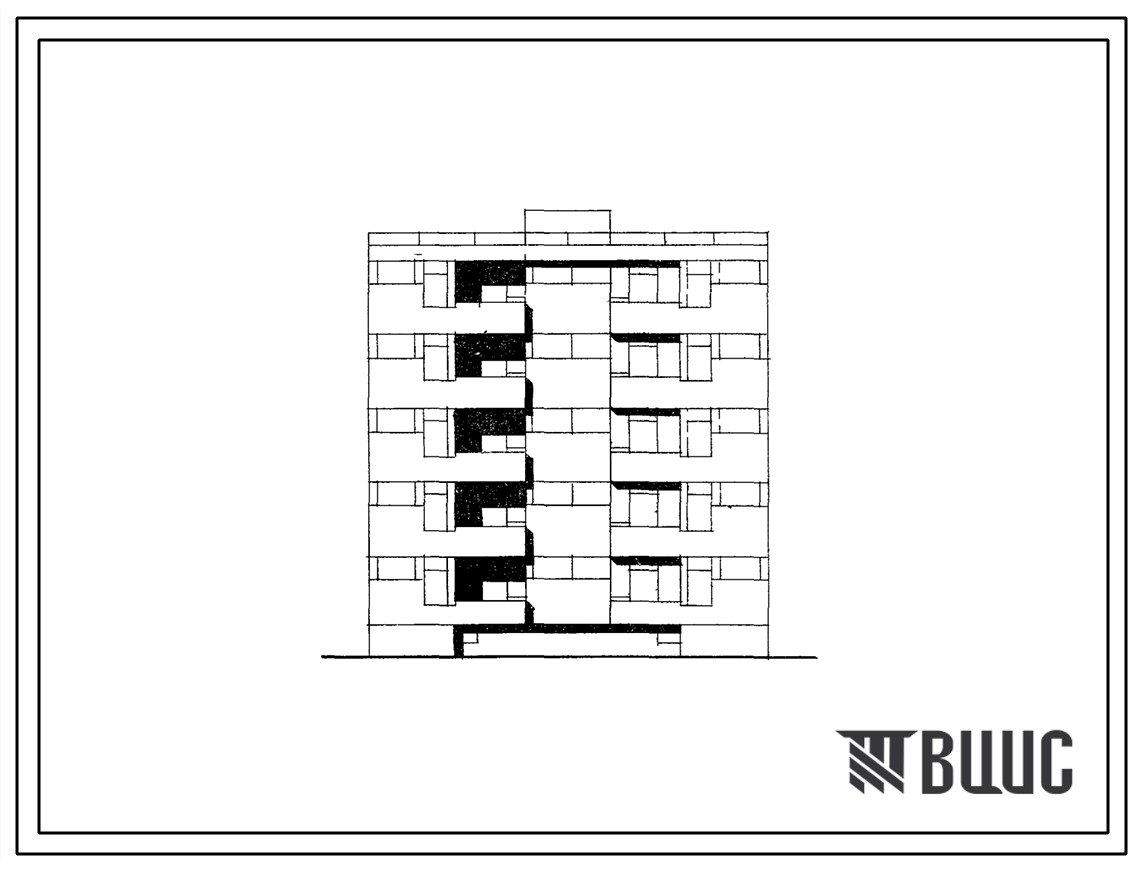 Типовой проект 126-09 Пятиэтажная блок-секция на 15 квартир торцевая правая 1А-2Б-3Б со стенами из мелких блоков ячеистого бетона. Для строительства во 2 и 3 строительно-климатических зонах.