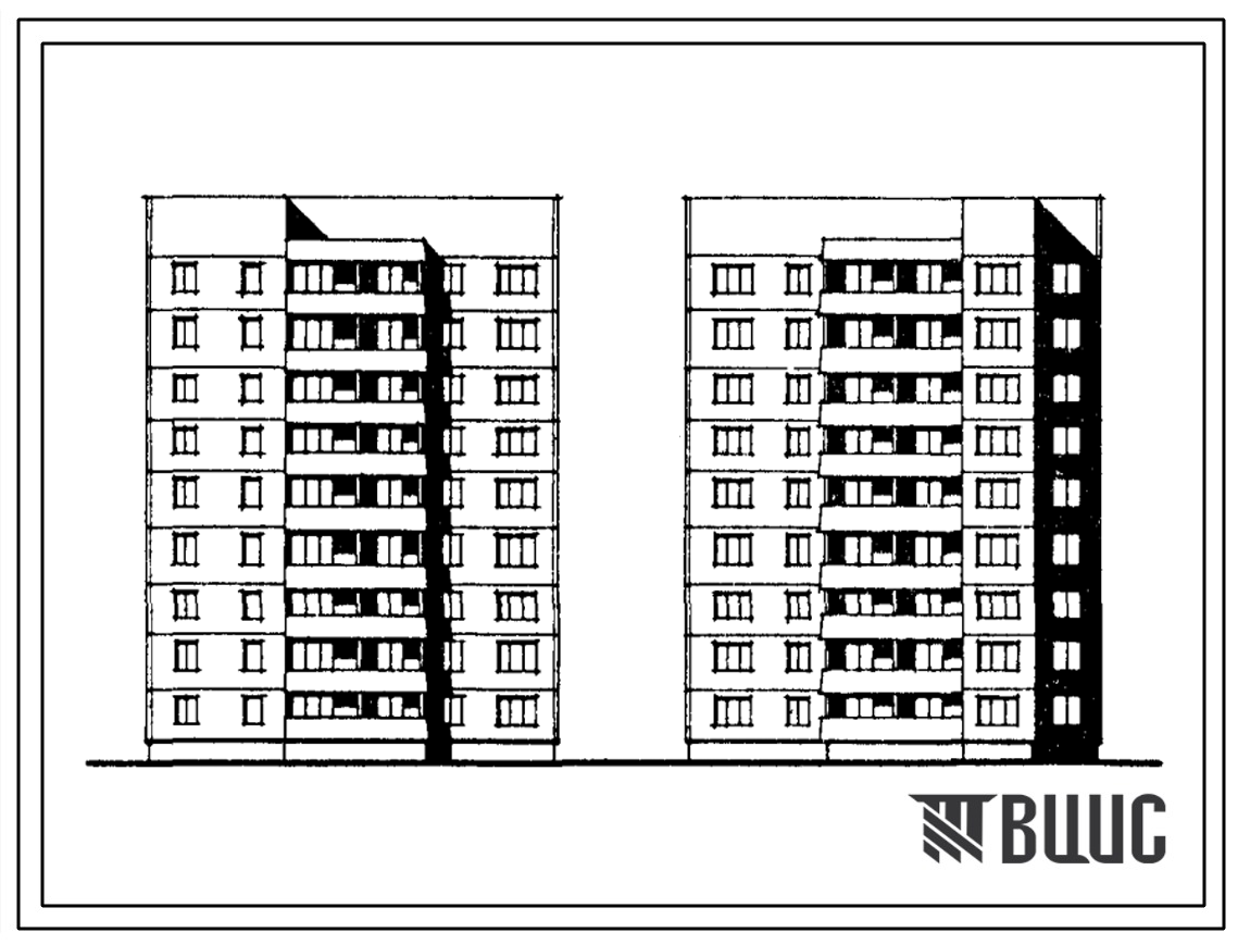 Типовой проект 134-039в.13.86 Девятиэтажный жилой блок  на 36 квартир. Для строительства в г.Ворошиловграде и Донецке