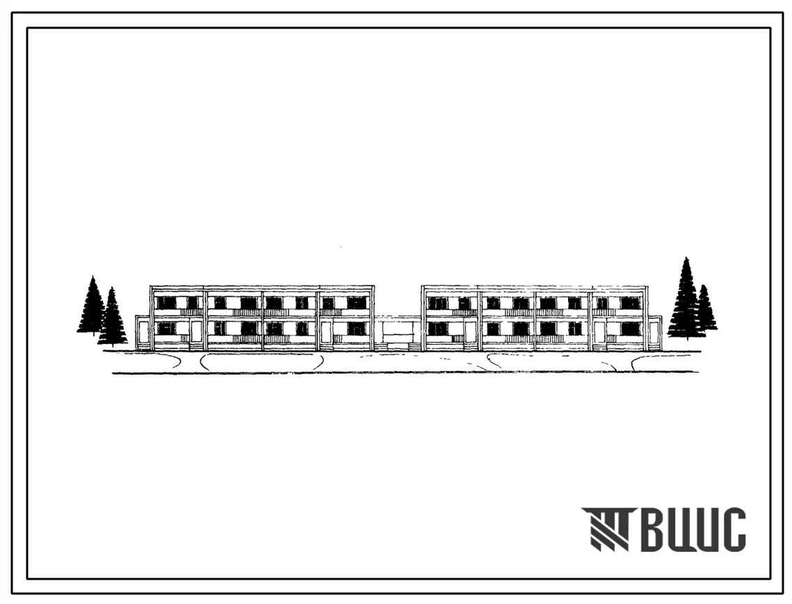 Типовой проект 141-33-31 Двухэтажный восьмиквартирный блокированный жилой дом с 4-х комнатными квартирами (четырехкомнатных 8).