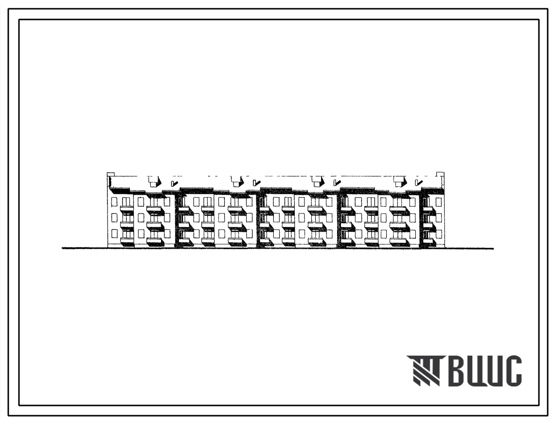 Типовой проект 114-202-1 Трехэтажный дом на 36 квартир (однокомнатных 1Б-9; двухкомнатных 2Б-9; трехкомнатных 3А-3, 3Б-9; четырехкомнатных 4Б-6). Для строительства в 1В, 1Д и 2В климатических подрайонах