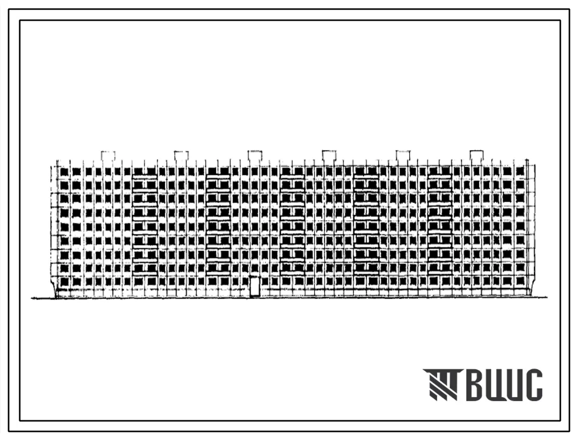 Типовой проект 1-335Д-29 Девятиэтажный шестисекционный крупнопанельный жилой дом на 216 квартир (двухкомнатных 127, трехкомнатных 71, четырехкомнатных 18).
