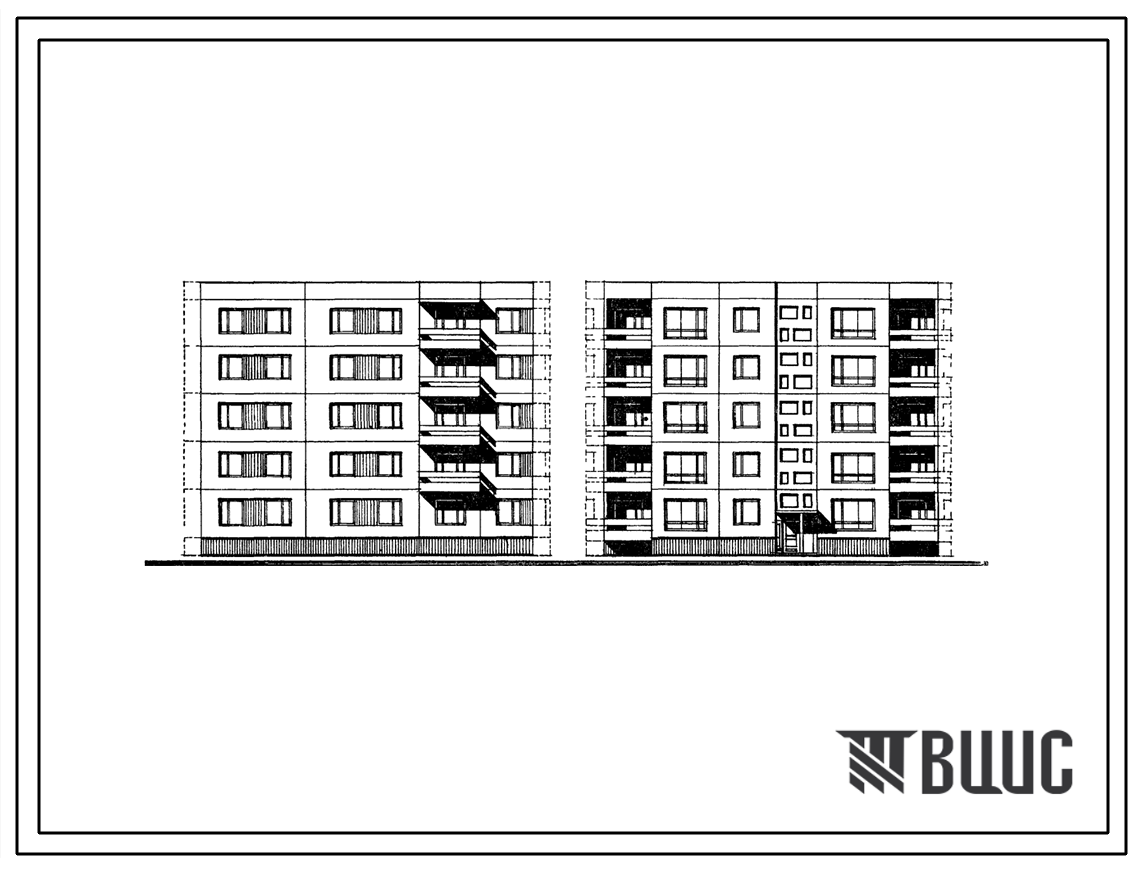 Типовой проект 99-012 Пятиэтажная блок-секция рядовая левая на 15 квартир (двухкомнатных 2Б-5, трехкомнатных 3Б-10). Для строительства в 1В климатическом подрайоне, 2 и 3 климатических районах.