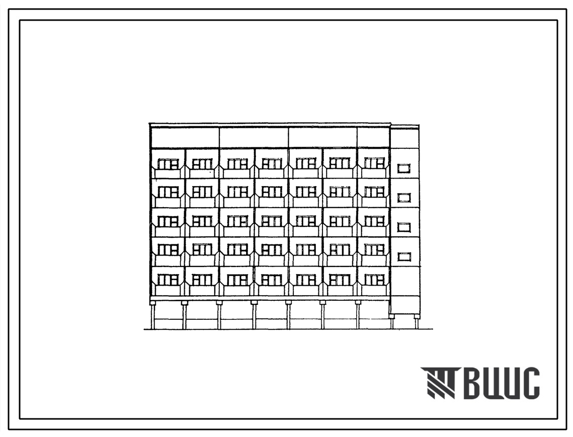 Типовой проект 112-066м.13.88 Блок-секция рядовая-торцевая для малосемейных 5-этажная 64-квартирная (для Якутской АССР)