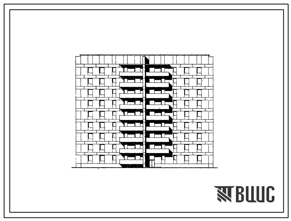 Типовой проект 113-81-11/1.2 Девятиэтажный односекционный 62-квартирный жилой дом.
