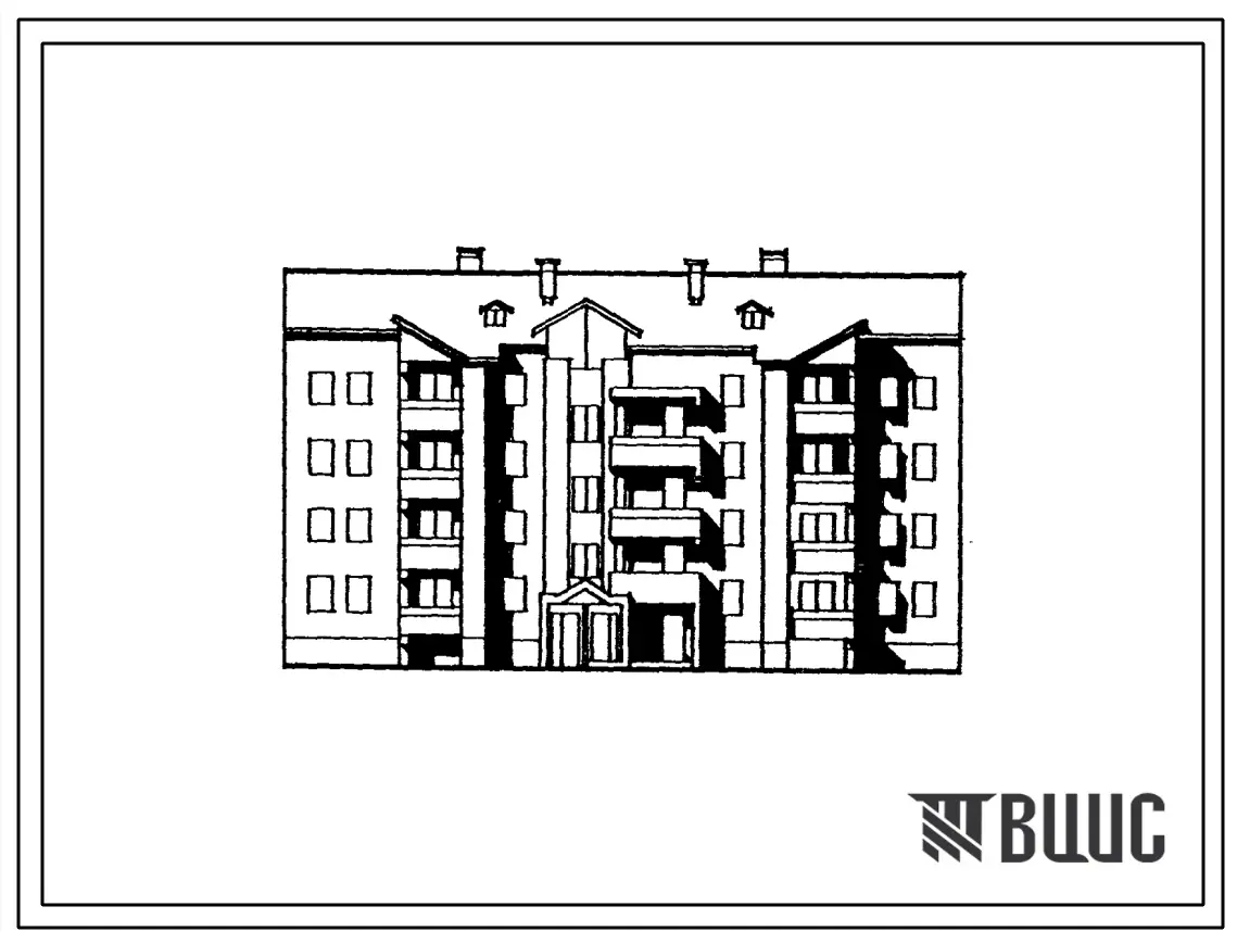 Типовой проект 89-0139.13.92 4-этажная рядовая с торцовыми окончаниями блок-секция 2Б-3Б-4Б на 12 квартир (для строительства в Республике Беларусь)