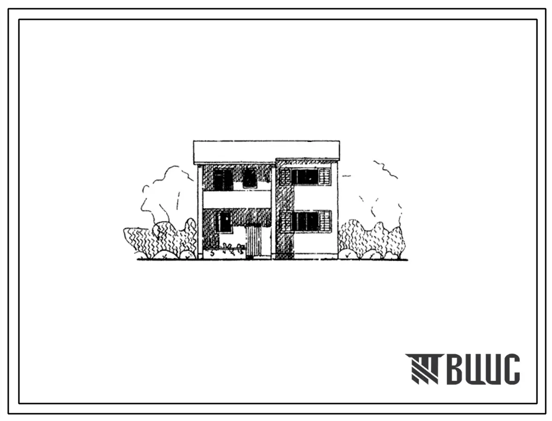 Типовой проект 101-025 Двухэтажный блок из двух трехкомнатных квартир.