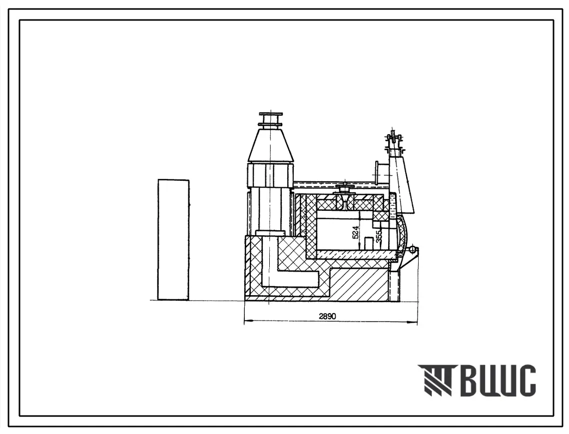 Типовой проект 406-9-208 Печь нагревательная камерная размерами пода 0,7х0,7 м на газе низкого давления с отводом дыма вверх