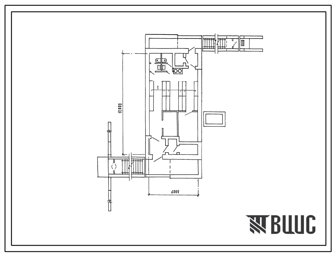 Типовой проект A-II,III,IV-60-442.89 Склад материалов и оборудования отдельно стоящий полузаглубленный. Стены из бетонных блоков по ГОСТ 13579-78 (для сухих грунтов). (убежище на 60 человек, размеры убежища 12м на 6м, режимы вентиляции убежища 1,2