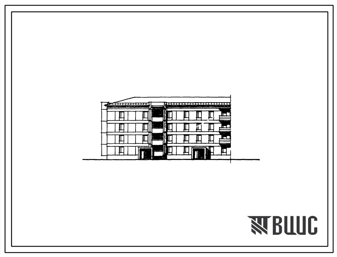 Типовой проект 159-05сп/1 Четырехэтажная блок-секция торцевая левая на 20 квартир (однокомнатных 1Б-4, двухкомнатных 2Б-12, четырехкомнатных 4Б-4) из кирпичный блоков индустриального изготовления. Для строительства в 4А сейсмичностью 9 баллов (с