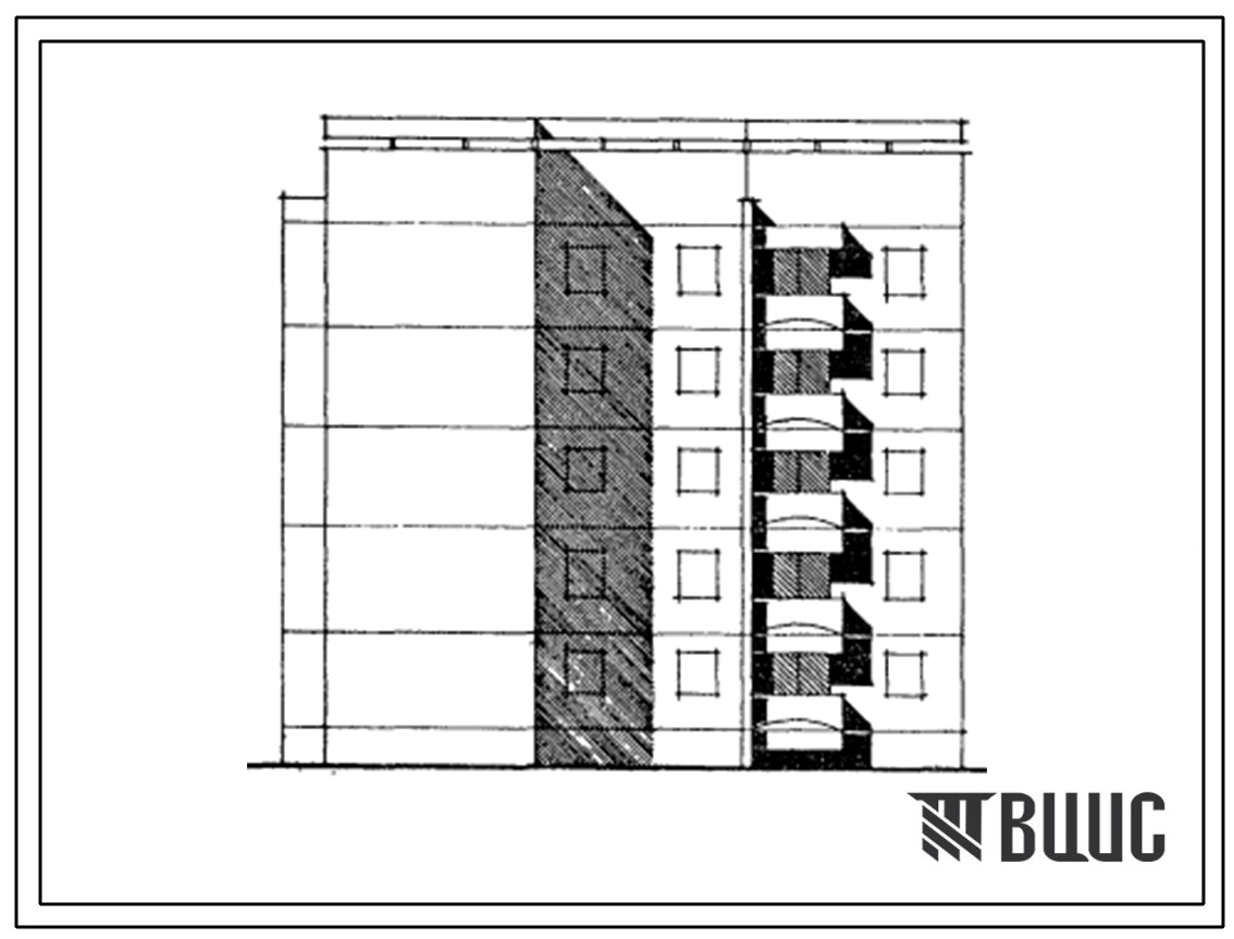 Типовой проект 129-062с.13.87 Блок-секция 5-этажная 15-квартирная лучевая правая 1Б-2Б-3Б (для Армянской ССР)