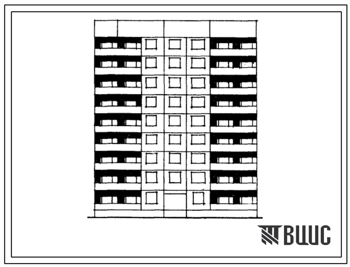 Типовой проект 1Лг-602-016/1 Блок-секция 9-этажная 36-квартирная рядовая левая 1А-2Б-2Б-3Б (для городского строительства в Латвийской ССР)