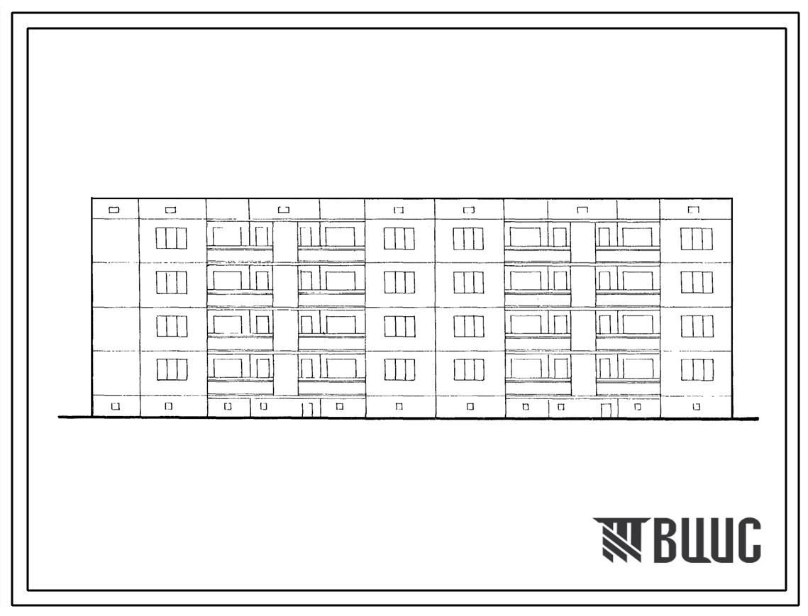 Типовой проект 127-027с Четырехэтажная торцевая блок-секция левая на 16 квартир (двухкомнатных 2Б-4; трехкомнатных 3Б-4; четырехкомнатных 4Б-4; пятикомнатных 5Б-4) с шагом поперечных стен 3,0 и 4,8 м, для строительства в 4Б климатическом подрайоне Грузинс
