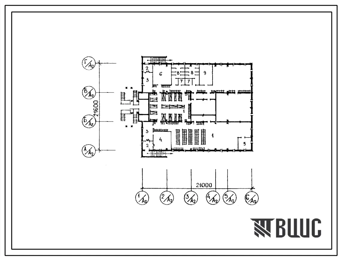 Типовой проект П-3(П-4)-344(211-1-365с.13.86) Хозяйственно-бытовые помещения в подвале детских яслей-садов на 290 мест, (убежище на человек, размеры 344 убежища 21,6м на 21м, режимы вентиляции 1,2,3).