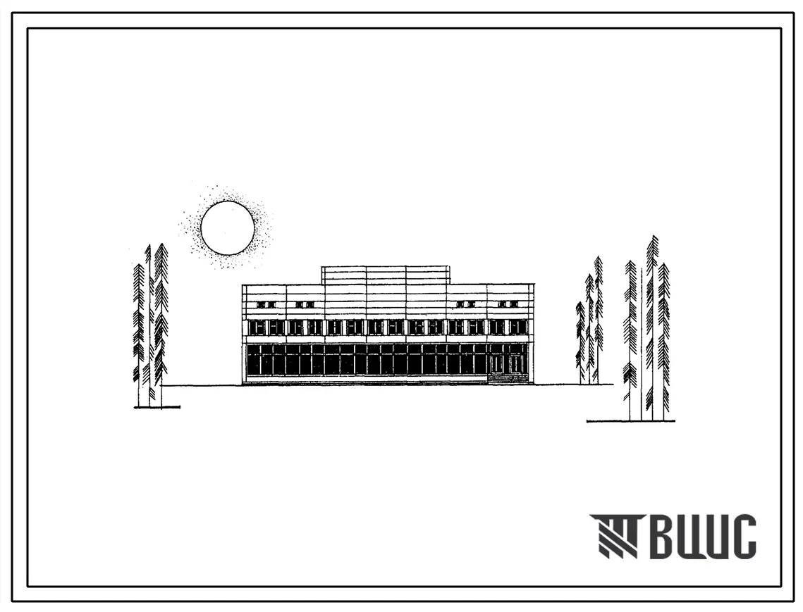 Типовой проект 272-11-15м Универмаг торговой площадью 1390 м2 (в том числе отдел продовольственных товаров 360 м?). Для строительства в IА, IБ и IГ климатических подрайонах с вечномерзлыми грунтами.