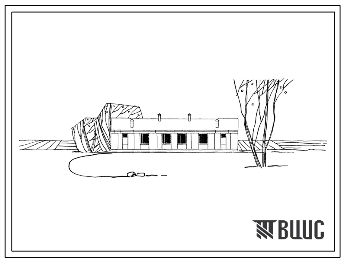 Типовой проект 183-52-48с Одноэтажный двухквартирный жилой дом с однокомнатными квартирами. Для индивидуального строительства.