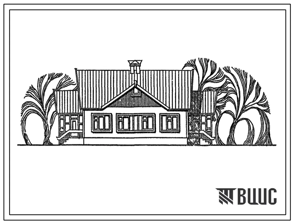 Типовой проект 181-135-232.2.87 Конструктивный вариант одноэтажного 2-квартирного жилого дома с 2-комнатными и 4-комнатными квартирами по ТП 181-135-232.85 с чердачным перекрытием по деревянным балкам