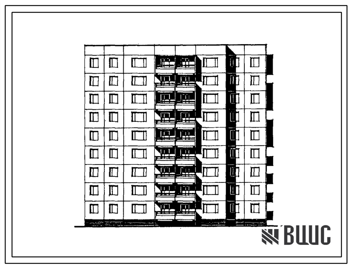 Типовой проект 97-0243м.86 Девятиэтажная блок-секция торцевая угловая правая на 36 квартир. Для строительства в городах и поселках городского типа