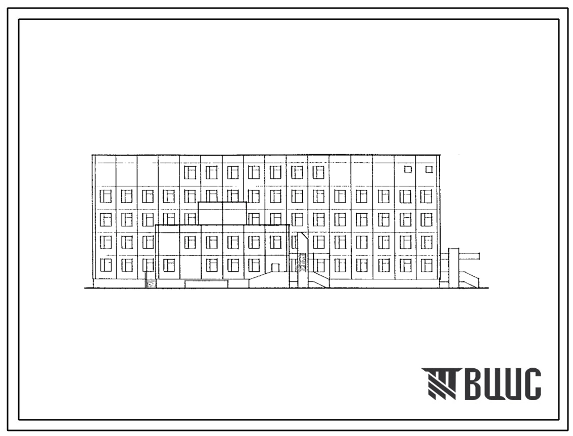 Типовой проект 251-04-66с.88 Поликлиника на 380 посещений в смену. Сейсмичность 7, 8 баллов. Здание двух-, трех -, пятиэтажное. Стены из однослойных керамзитобетонных панелей по серии 1.090.1-2с.