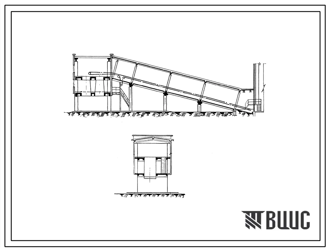 Типовой проект 4-11-80 Окорочно-отжимная установка на четырехрамном лесопильном заводе. Окорочно-отжимной цех на 3 станка поперечной подачей окоренных бревен.