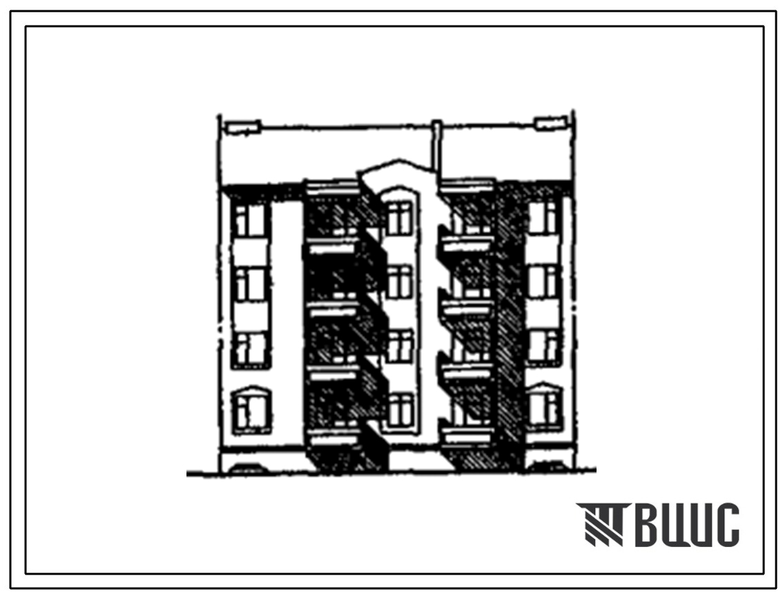 Типовой проект 175-033с.13.90 Блок-секция 4-этажная 12-квартирная 2.1.3 рядовая с торцовыми окончаниями (для Киргизской ССР)