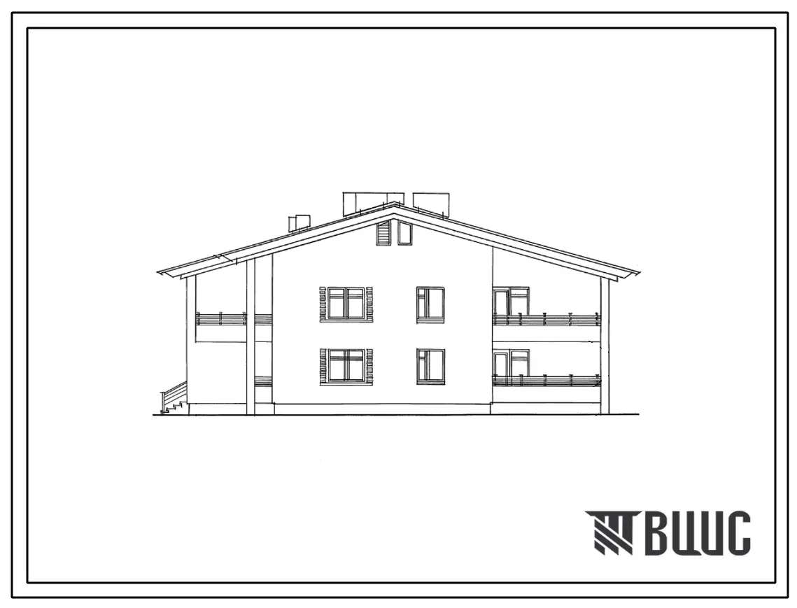 Типовой проект 114-16-79.84 Двухэтажный односекционный 8-квартирный жилой дом с 1,2,3-комнатными квартирами