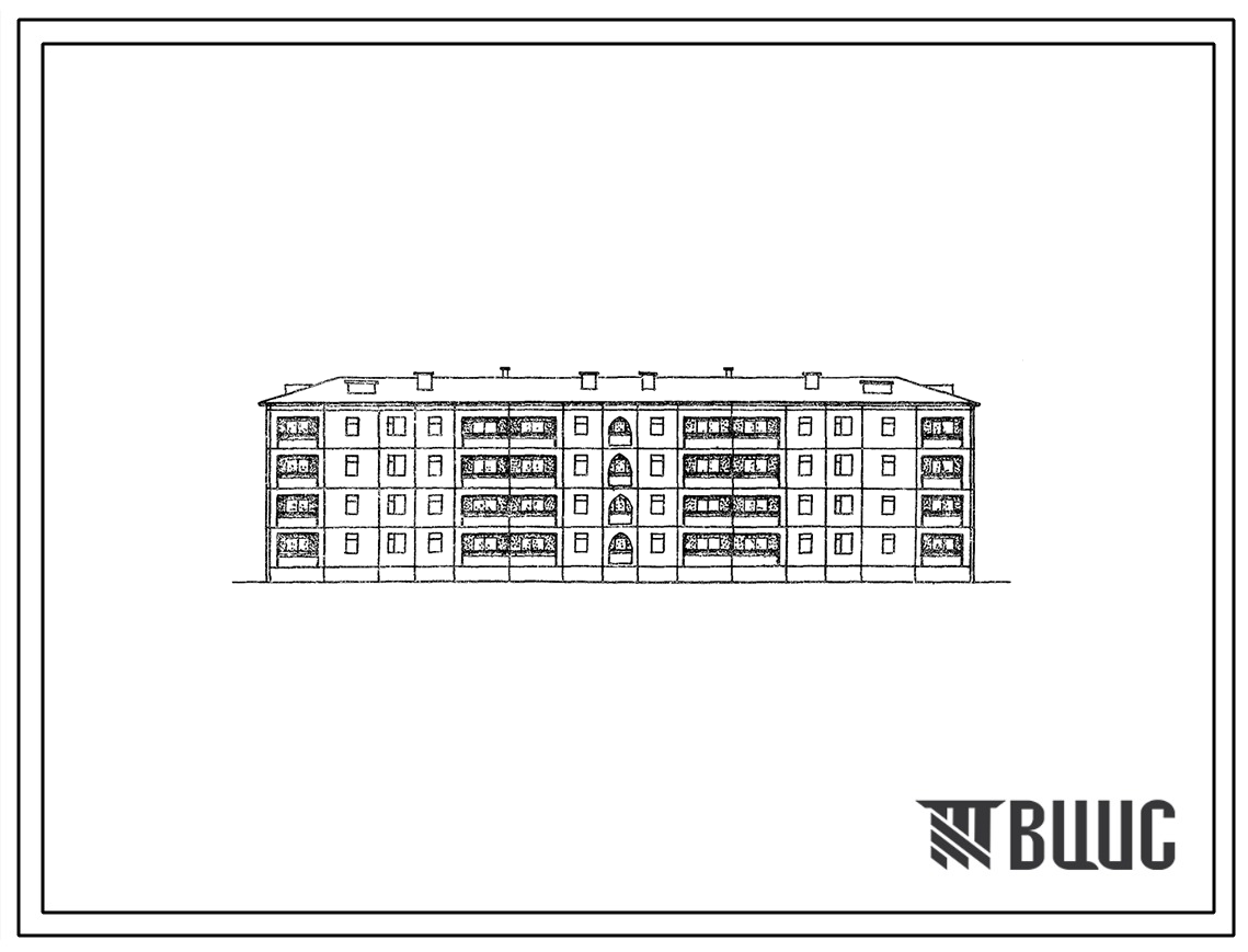 Типовой проект 111-203-6с/1.2 4-этажный 3-секцирнный 32-квартирный жилой дом с 1-2-3-4-комнатными квартирами типа Б. Для строительства в 4Б и 4В климатических подрайонах Азербайджанской ССР сейсмичностью 7 и 8 баллов.