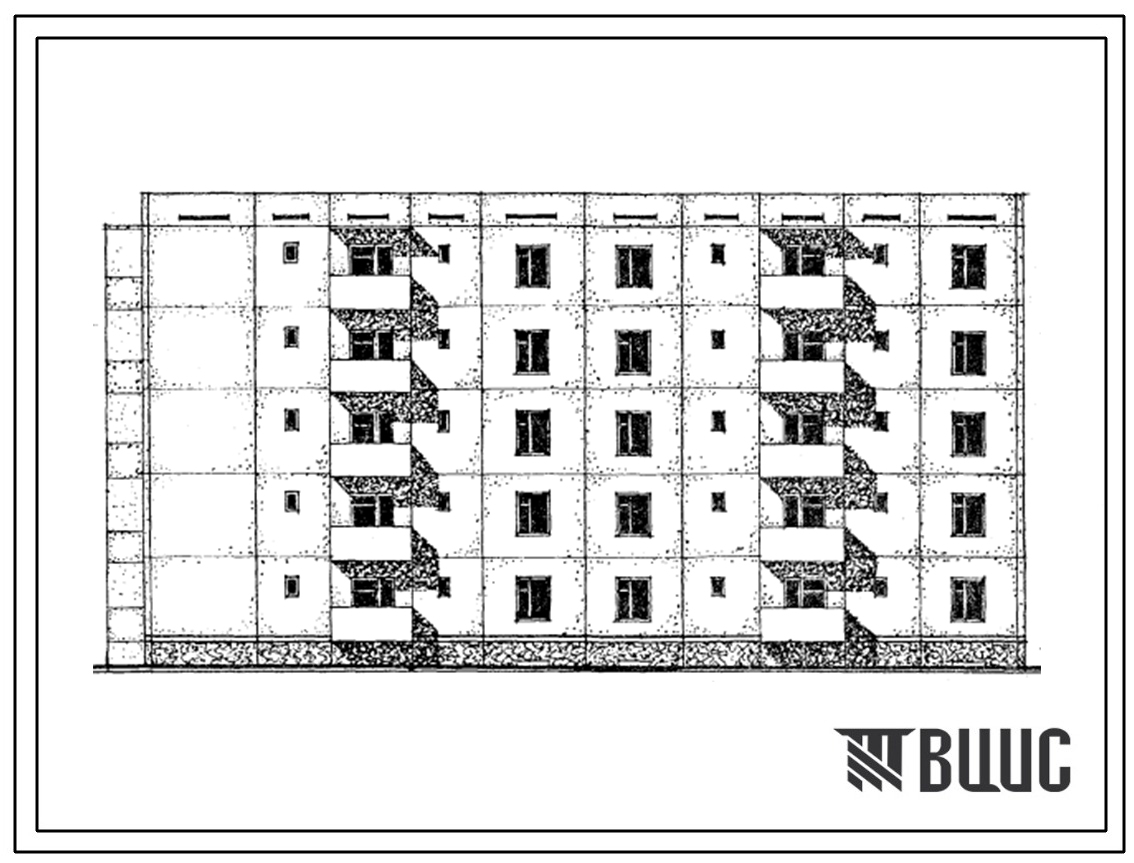 Типовой проект 69-028.13.87 Пятиэтажная блок-секция двойная с приставной лоджией слева на 20 квартир. Для Казахской ССР