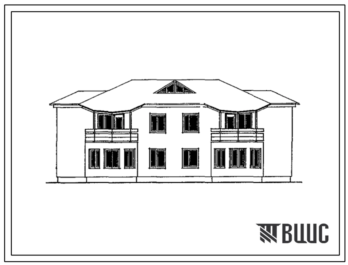 Типовой проект 148-000-862с.13.91 Двухэтажный двухквартирный жилой дом с трехкомнатными квартирами со стенами из монолитного керамзитобетона для строительства в республике Казахстан