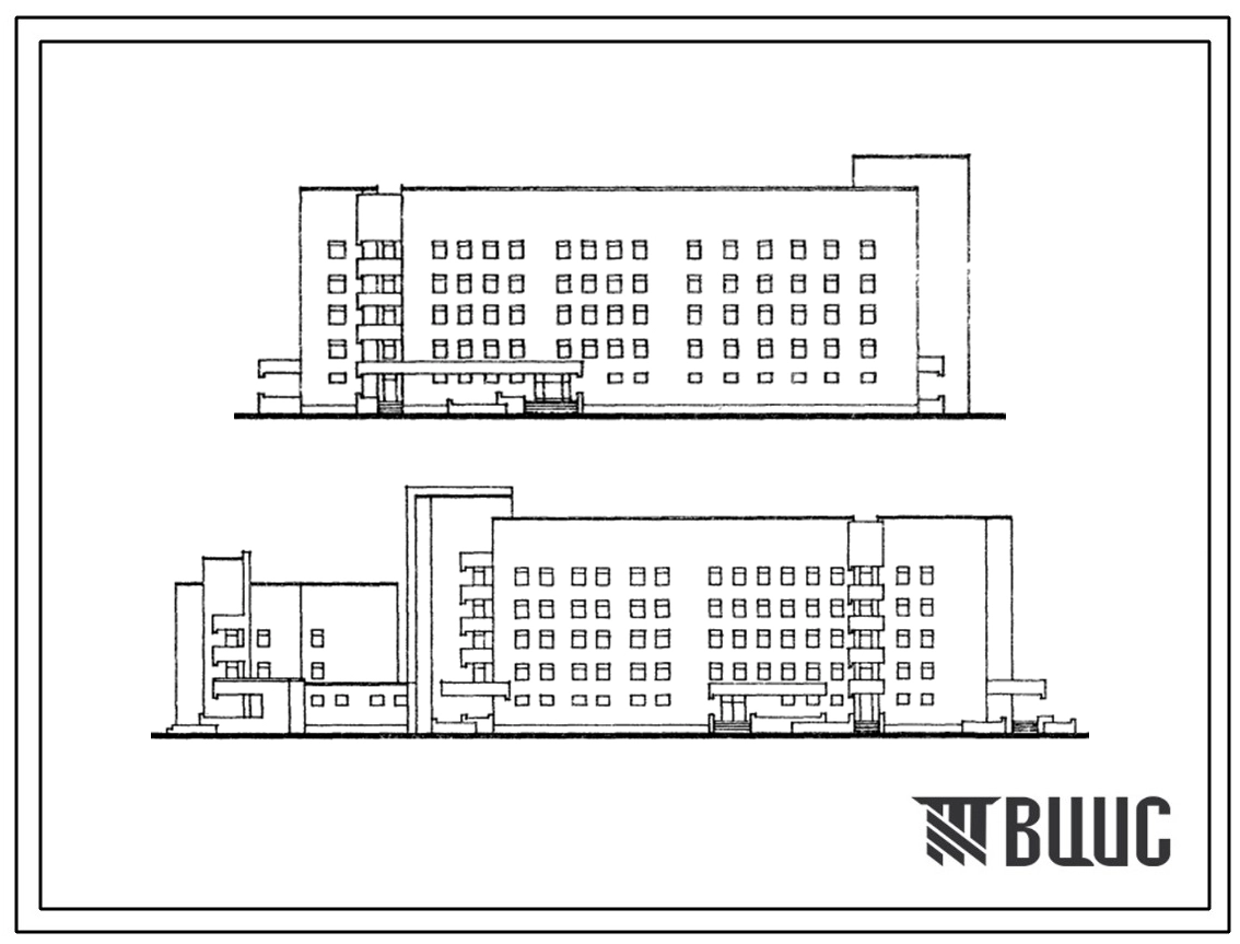 Типовой проект 254-07-15.88 Акушерский корпус на 150 коек для расширения существующих больниц (объемно-планировочное решение). Здание одно-, двух-, четырех-, пятиэтажное. Стены из кирпича.